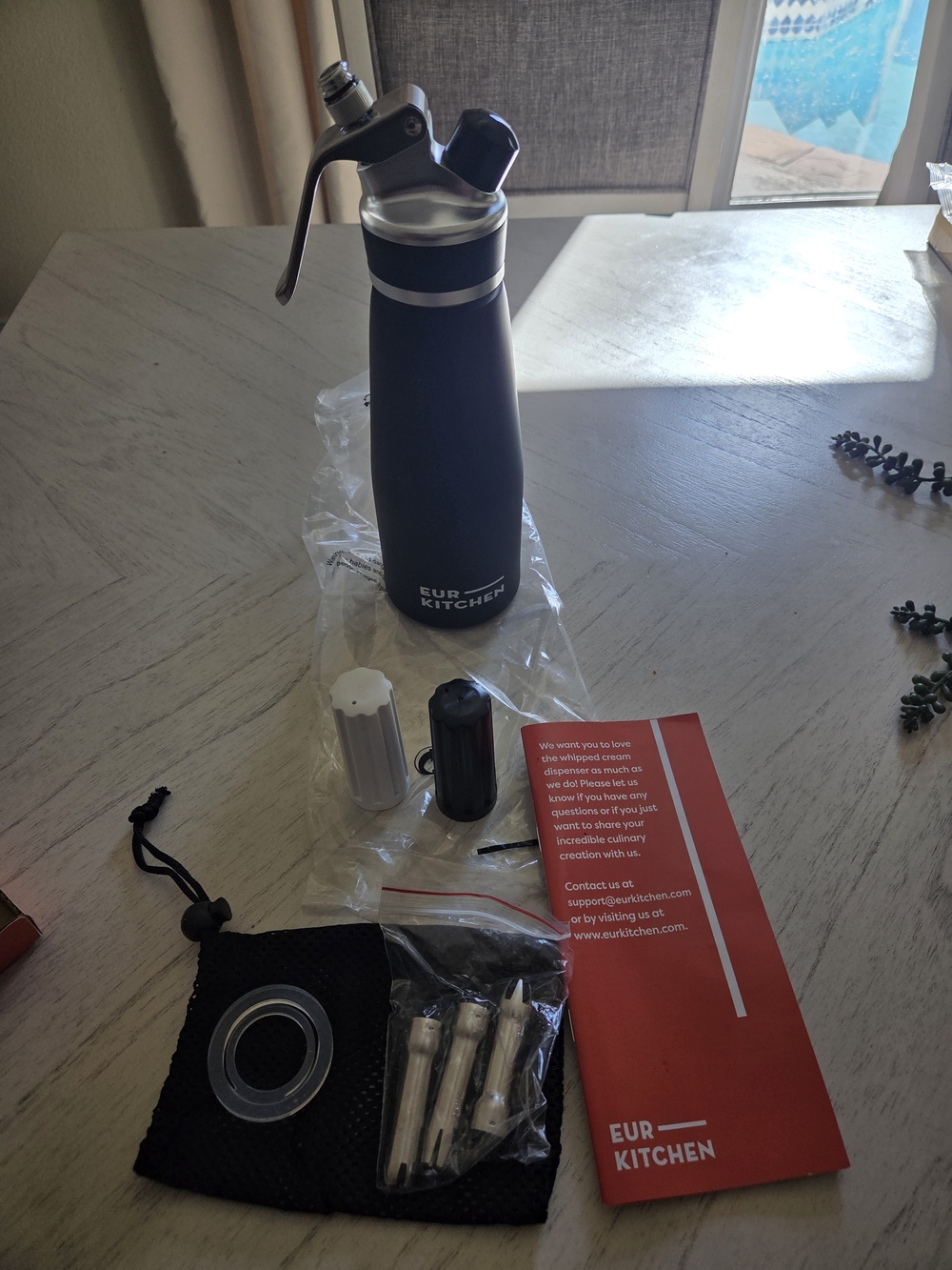 New EurKitchen Professional Aluminum Whipped Cream Dispenser 1 Pint